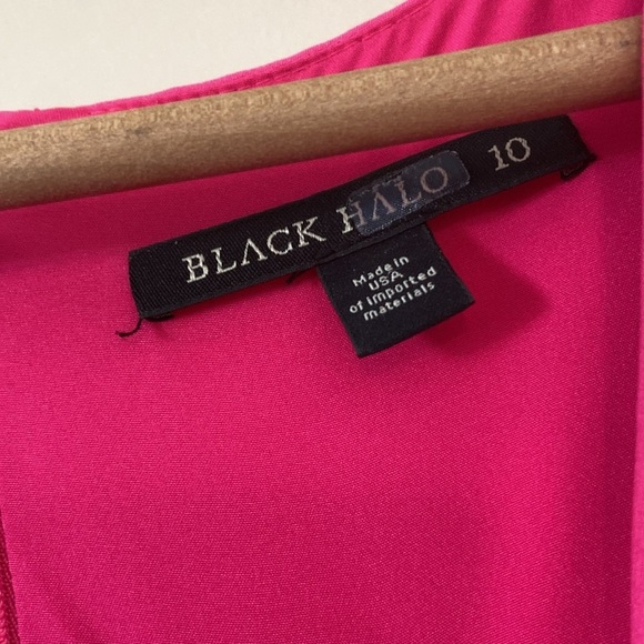 Black Halo - Pandora Faux Wrap Belted Hot Pink Dress - Picture 13 of 16